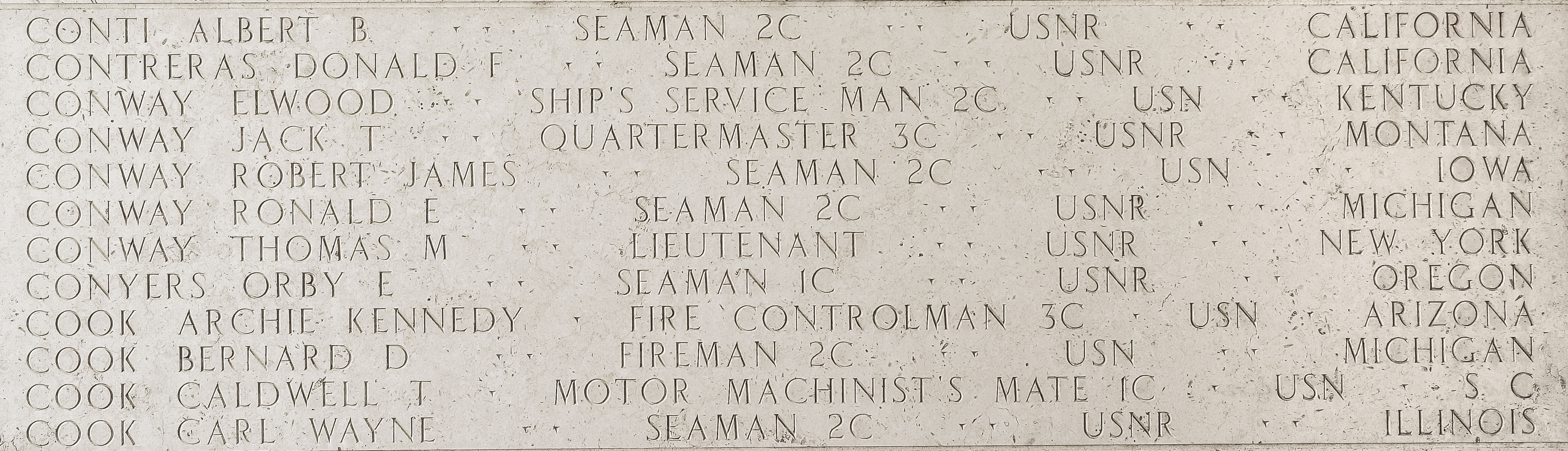Robert James Conway, Seaman Second Class